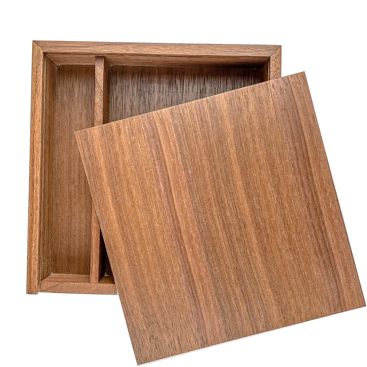 Wood Gift Box with Sliding Top, JBOS Discrete Sliding-Lid Wooden Boxes Photo Box Wedding Memory Box for Friends/Business Partners/Photographers/Clients (Walnut, 6.73x6.73x1.38inch)