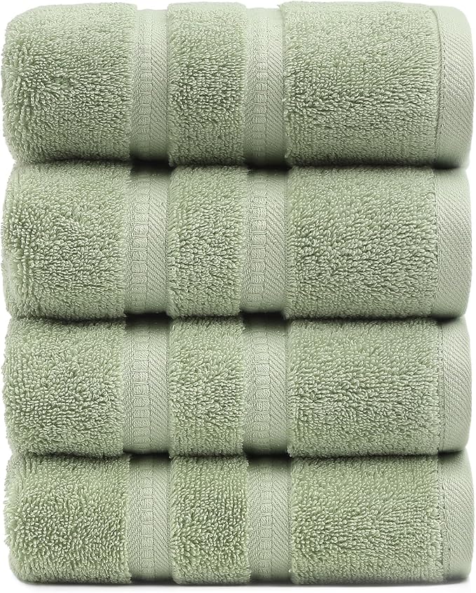 Simple&Opulence 4 Pcs Premium Hand Towels 16"x28", 600 GSM 100% Ring Spun Cotton