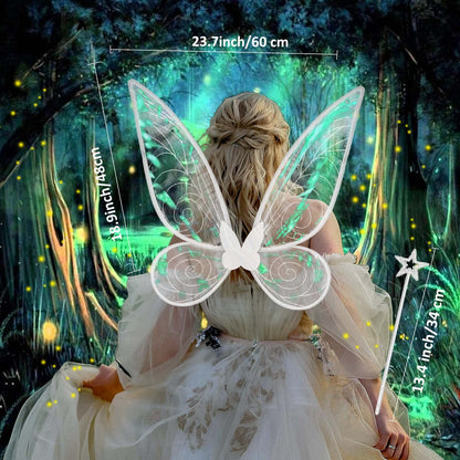 Takmor Fairy Wings(60cm*48cm),Fairy Wings for Adult Women Kids Girls Butterfly Wings for Adult White Fairy Wings for Halloween Birthday Chrismas Themed Party (white)