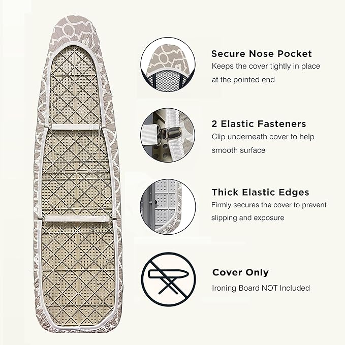 Ironing Board Cover and Pad 18"x54" Extra Thick Natural Cotton Scorch & Stain