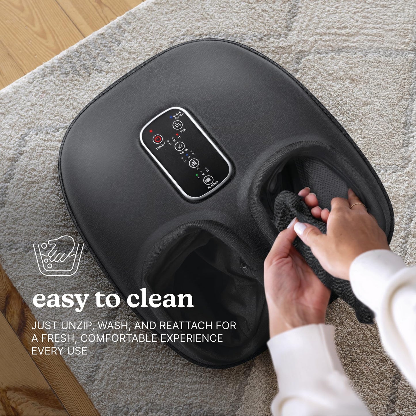 Homedics Shiatsu Foot Massager with Heat, Air Compression & Vibration, 3 Intensity Levels, Toe-Touch Controls, Removable Washable Inserts