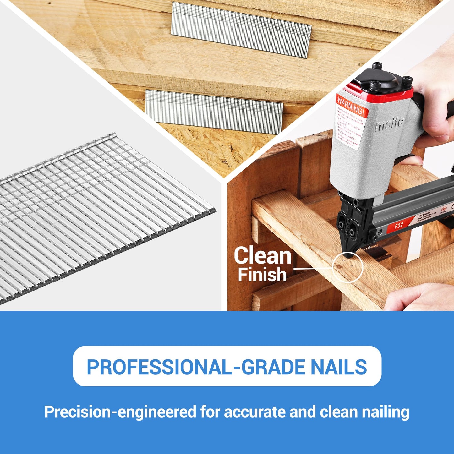 meite 18 Gauge Brad Nails, 2 Inch 18GA Brad Nails Galvanized Small Finishing Nail Gun Nails for Pneumatic, Electric Brad Nailer Gun (1,000 Counts)