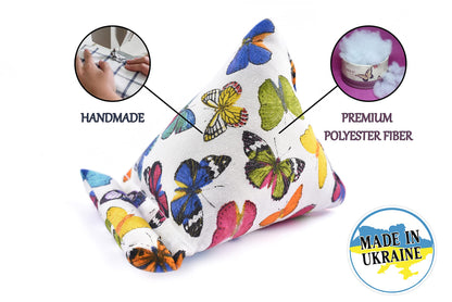 STEPHAN AND THEODORE Handmade Phone Pillow Holder - The Wedge Mobile Device Stand - Fabric Phone Stand for All iPhones, All Smartphones! 7 x 6.1 x 5.5 Inches (Butterflies)