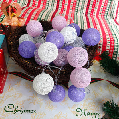 Gardeningwill 3M/10Ft 30 Purple White Ball LED Xmas Wedding Battery Operated String Fairy Light