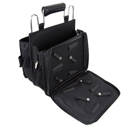 Salon Supply Co Open Hair Stylist Case – Sturdy Metal Frame Hairdresser Bag – Cosmetology Organizer for Hair Stylists – Hair Styling Tool Bag and Storage Organizer