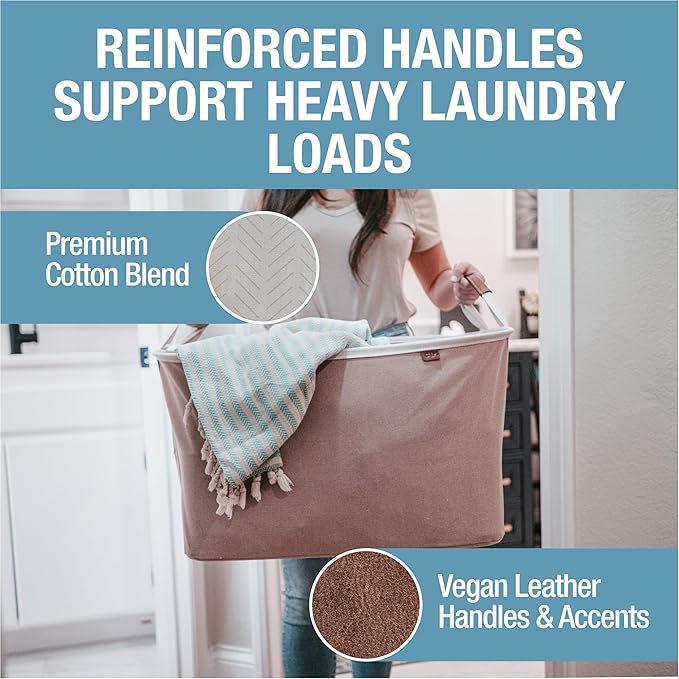 CleverMade Collapsible Laundry Basket LUXE 2 Pack – 60 L Foldable Cotton Blend