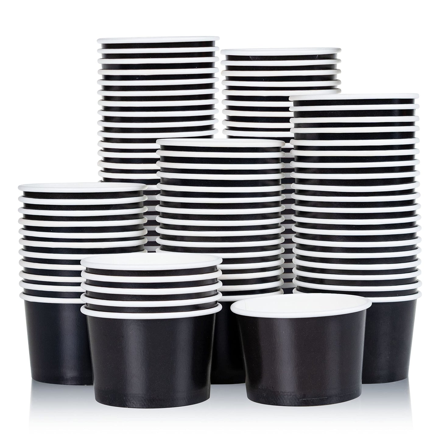 MATICAN Paper Ice Cream Cups - 100-Count 11-Oz Disposable Dessert Bowls for Hot or Cold Food, 11-Ounce Party Supplies Treat Cups for Sundae, Frozen Yogurt, Soup, Black