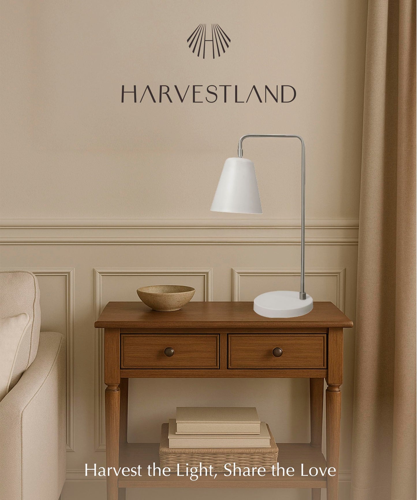 HarvestLand Steady Silver Reading Lamps for Bedside Table – Adjustable Industrial Table Lamp with Solid Base, Lamp for nightstand, Desk Lamp Home Office, Mid Century Modern Reading Lamp Style