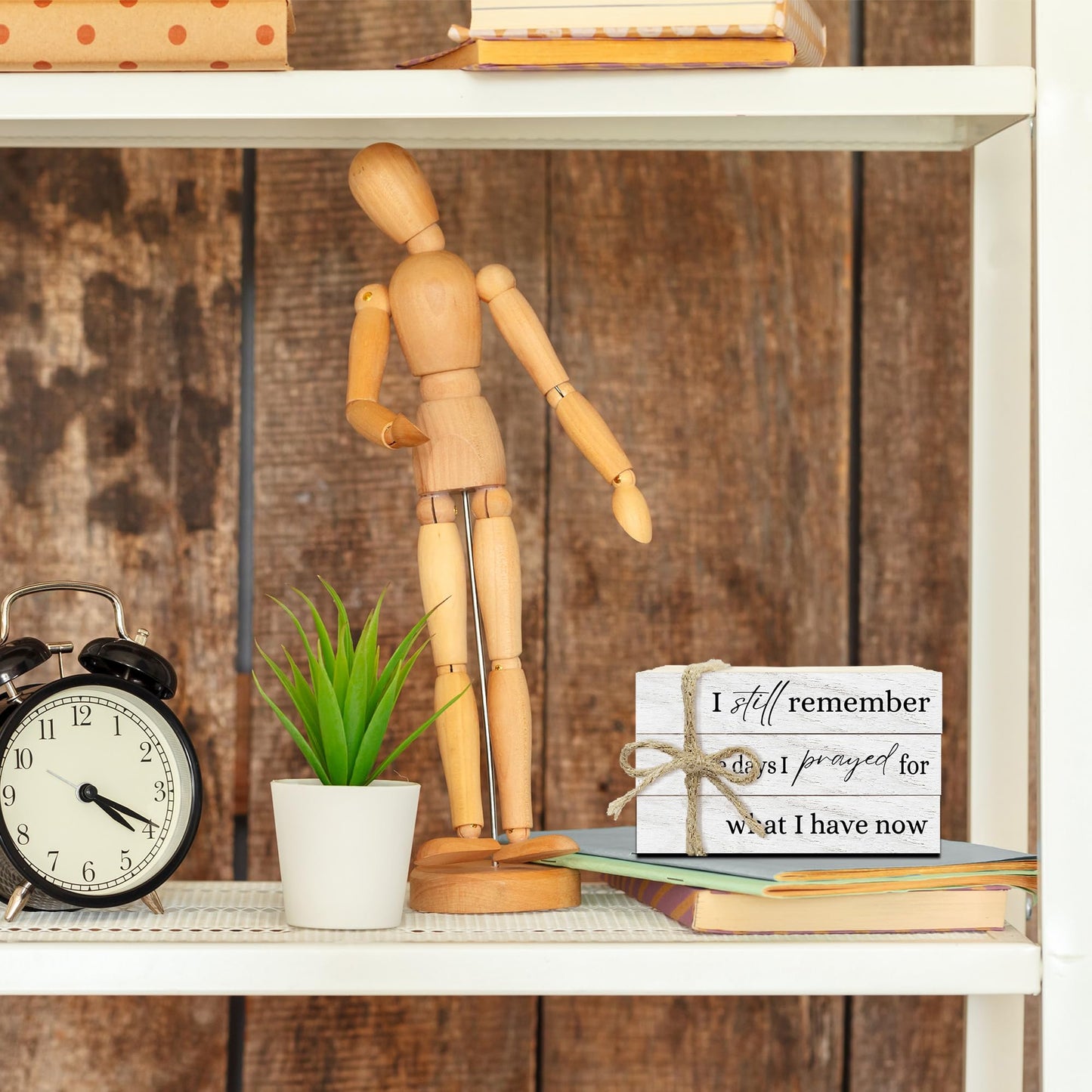Mini Decorative Books For Home Decor, Small Coffee Table Faux Wood Book Stack Decor, I Still Remember Modern Stacked Decoration, Stacked Display For Shelf Mantel Nightstand, Three Pieces -A(01)