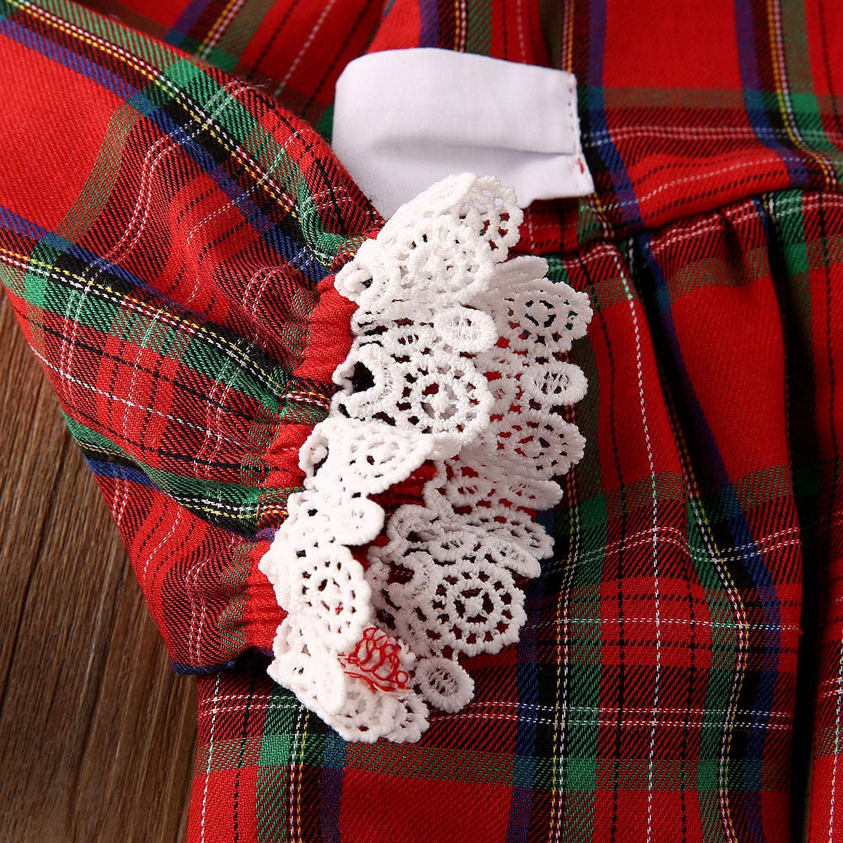 Baby Girl Christmas Dress Matching Newborn Girl Bodysuit Plaid Lace Princess Skirt Family Clothing (Romper/Long Sleeve, 12-18 Months)