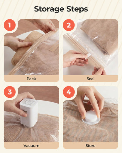 BAGSMART Vacuum Bags for Travel with Rechargeable Air Pump, Portable Space Saver Bags for Travel & Home, Vacuum Compression Seal Bag for Clothing, 18 Pack Khaki with Shoe, Laundry & Toiletry Bags