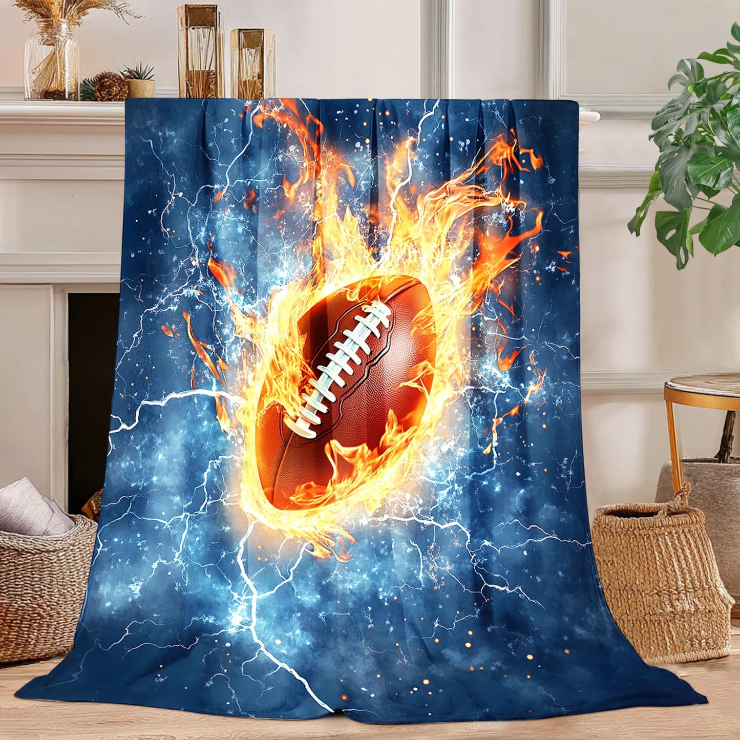 Football Blanket Football Fleece Throw Blanket Super Soft Fuzzy Plush Cozy Warm Footballs Decor Stuffed Bedding Blankets Gift for Boys, Girls Men Women Kids & Adult 50"x40"