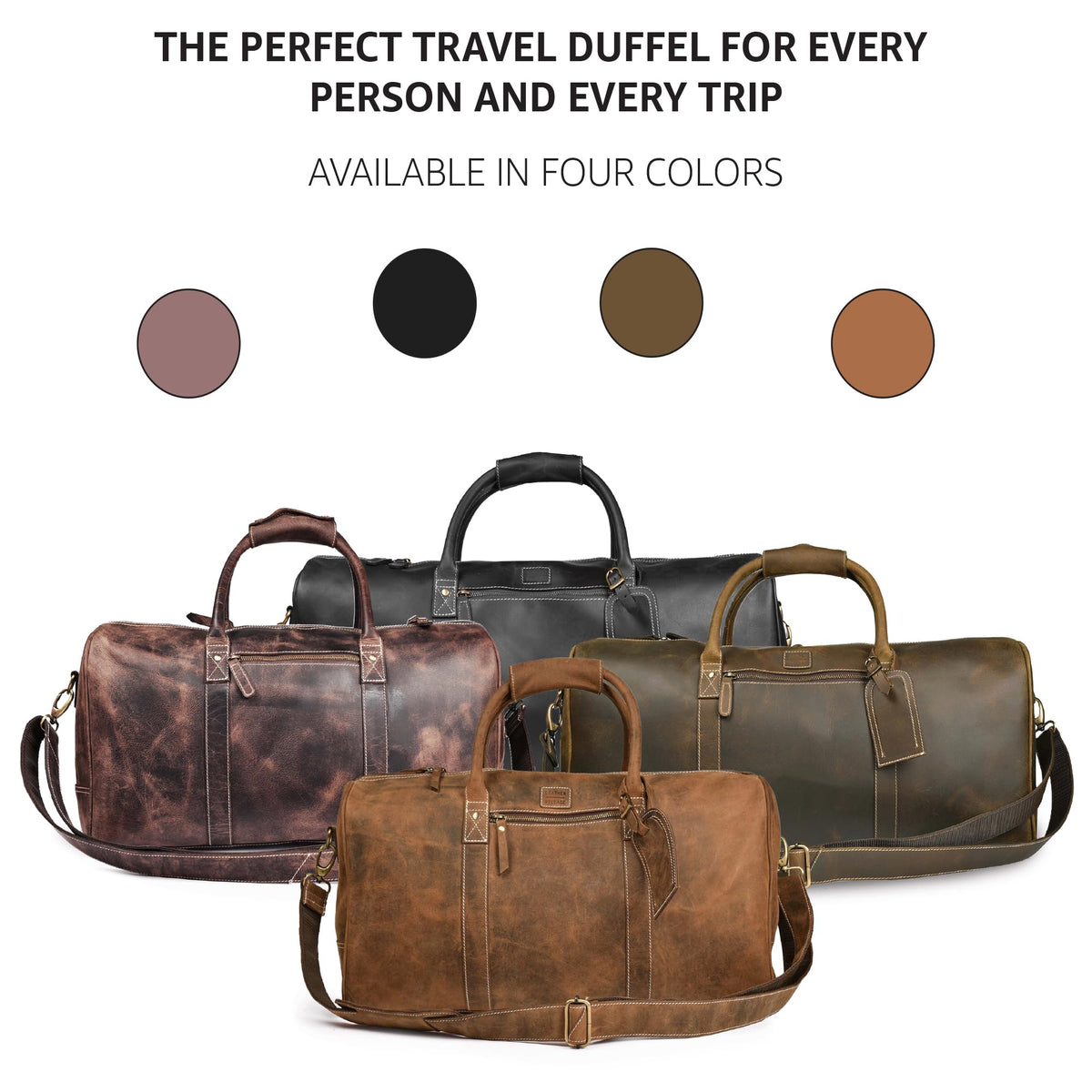Leather Village Leather Duffel Bags for Men & Women-Stylish Travel Weekender Carry-On Sports Gym Overnight Luggage Bag - 20 Inch - Vintage Brown