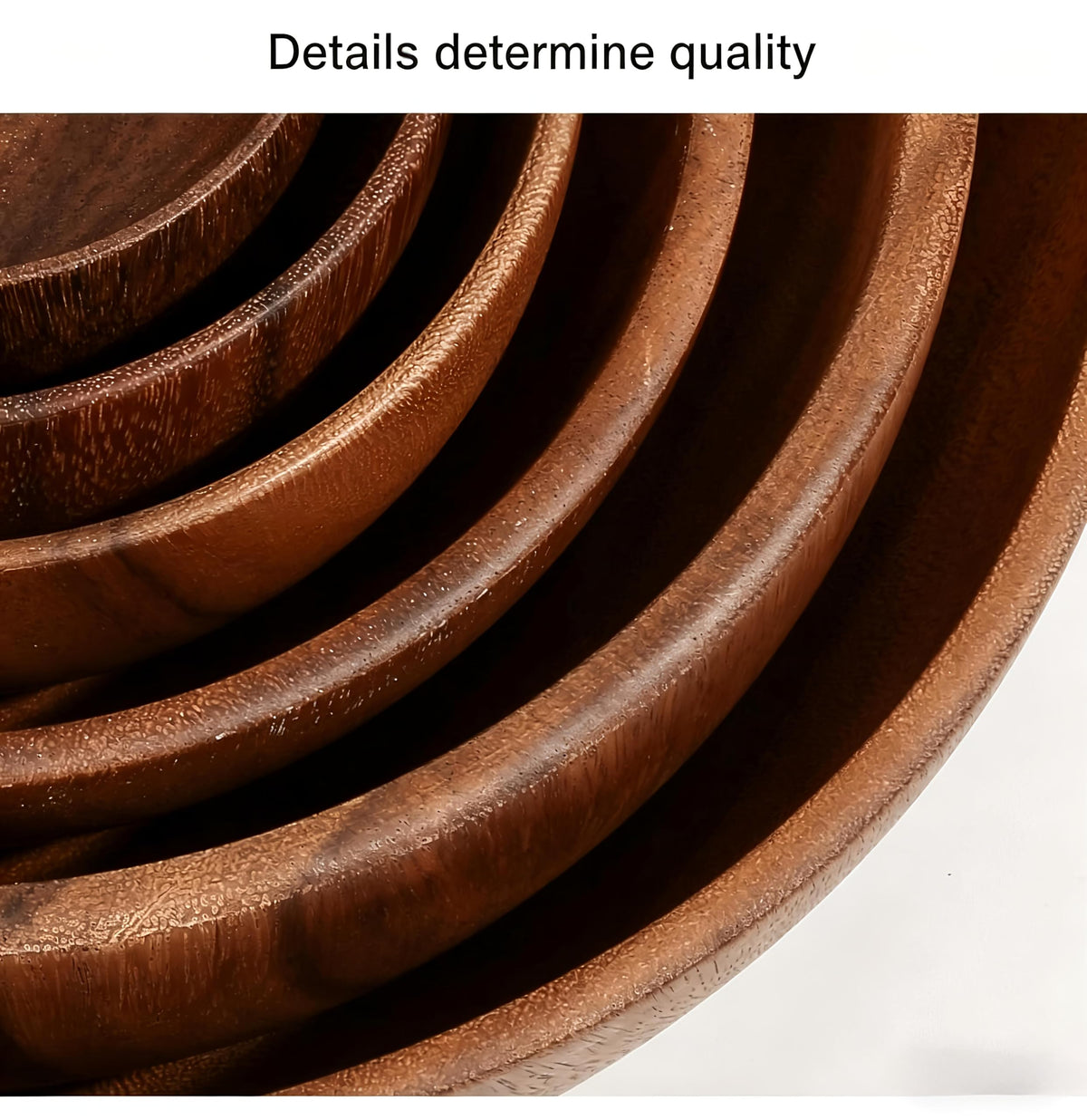 Acacia Wood Serving Bowls, Nesting Wooden Bowls, Natural Handcrafted Bowls for Salad, Fruit, Snack, Cereal, Popcorn, Food-Safe & Durable for Kitchen, Dining & Parties