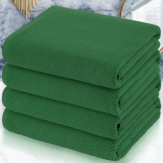 VOOVA & MOVAS Hunter Green Bath Towels, Bath Towels Set of 4, Large 30" x 56"