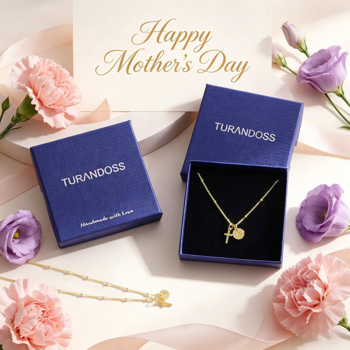 Turandoss Tuross Mothers Day Gifts for Mom Daughter, Dainty Letter J 14K Gold Plated Cross Necklace Birthday Personalized Mothers Day Gifts for 5 6 7 8 9 10 Teen Girls Jewelry