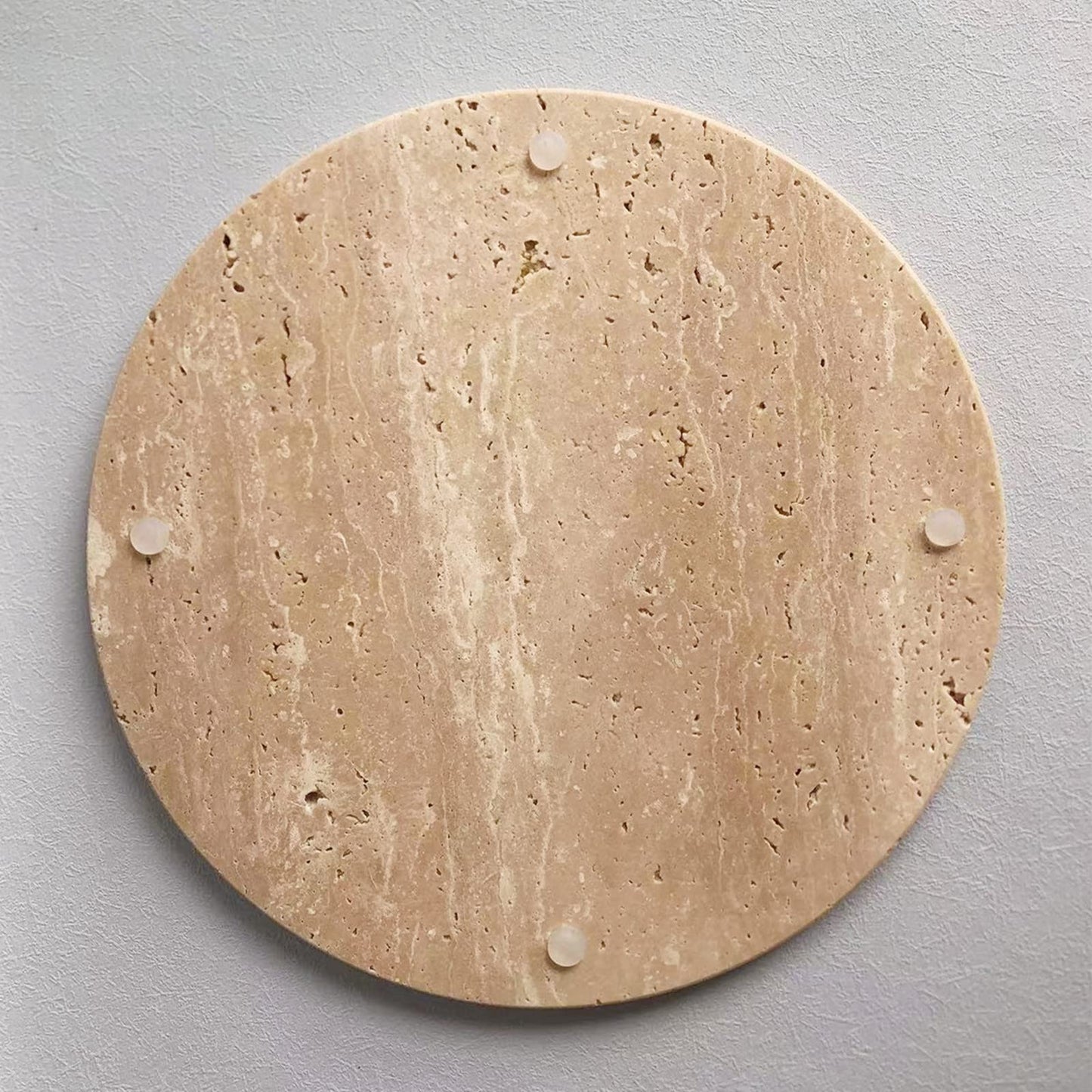 StonePlus Natural Round Marble Tray Smooth Pastry Board for Desserts, Cheese, Coffee, Matte on Both Sides (Beige Travertine)