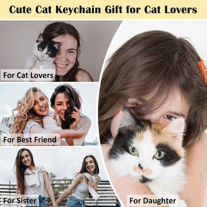 JEWAB Cute Black Cat Keychain for Women Men, Cool Stuff Cats Lover Gifts Ideas For Women, Funny Cat Keychain Decor Halloween Gifts Basket Stuffers Christmas Birthday
