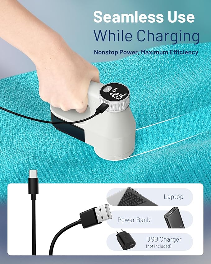 BEAUTURAL Fabric Shaver, Rechargeable Lint Remover, Electric Portable Sweater