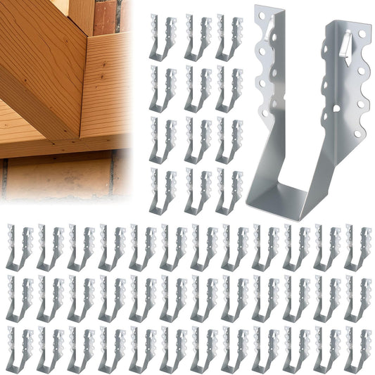 Hsddmx 50 Pcs 2x6 Joist Hangers for Wood, 20 Gauge Galvanized Face Mount Joist Hangers, Heavy Duty Hurricane Ties for Rafters Roofs Decks Floors Ceilings