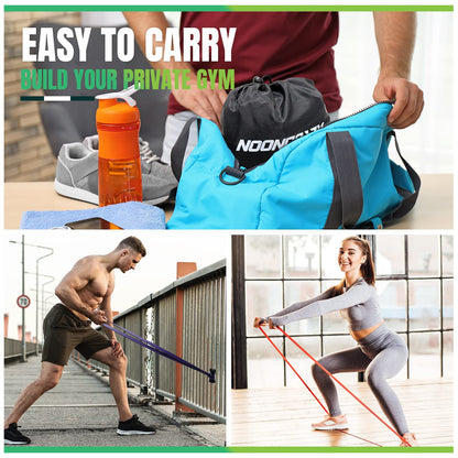 nooncrazy Resistance Bands Set, Pull Up Assistance Bands 4 Different Levels with Handles & Door Anchor & Training Poster, Gym Bands for Strength Training, Yoga, Muscle Toning for Men and Women