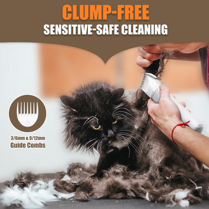 Bautrium Cat Grooming Clippers Kit, Low Noise Cat Shaver for Matted Fur Claw - Paw Trimmer for Dogs with Stainless Steel Scissors Combs & USB-C Charging Cable