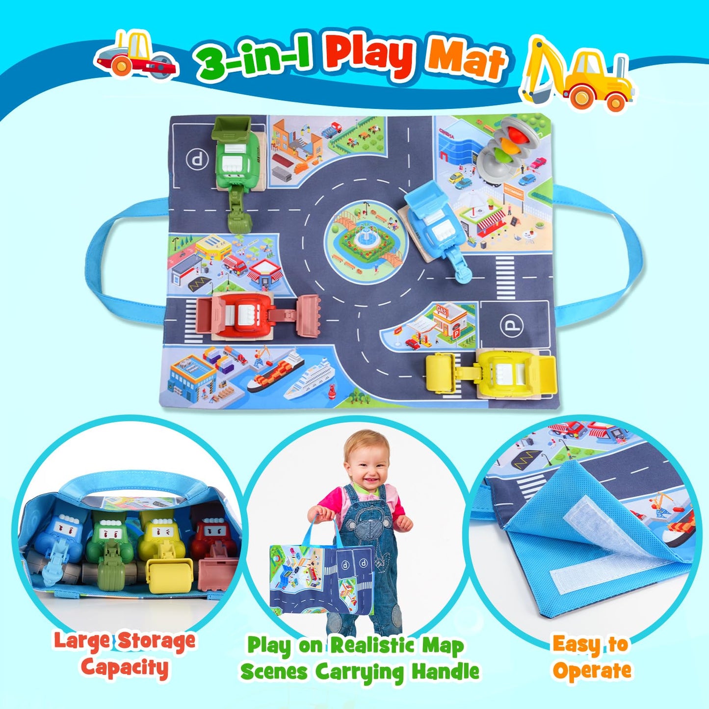 Geebiiny Kids Toys for 1 2 3 Year Old Boys, Toddler Digger Toys 1-3 Year Old Boy Girl Gifts Tractor Toy Cars Boys Toys Age 1 2 3 Montessori Toys 1st Birthday Gifts for Boy Kids' Play Vehicles