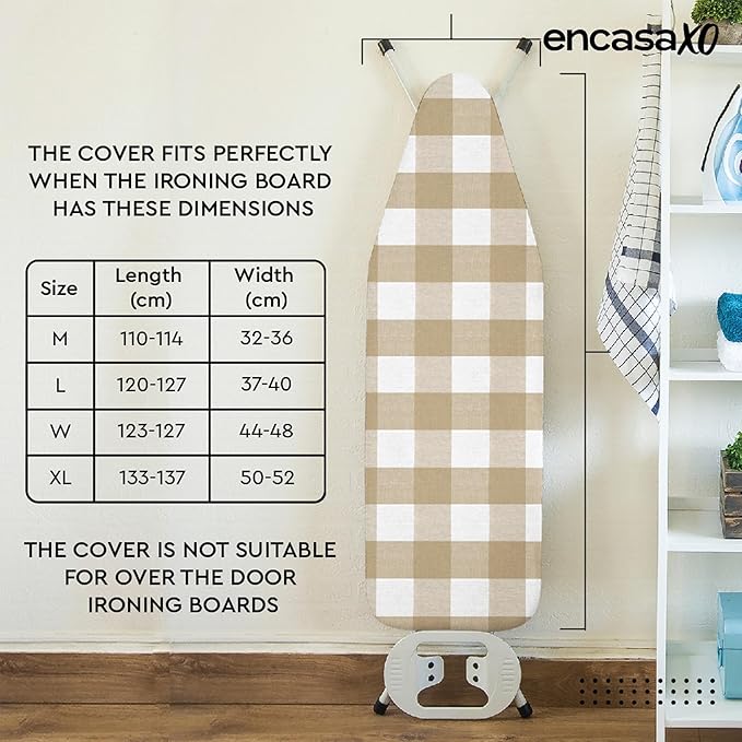 Encasa XO Ironing Board Cover and Pad 54"x15" - 4mm Felt Large Iron Board Cover