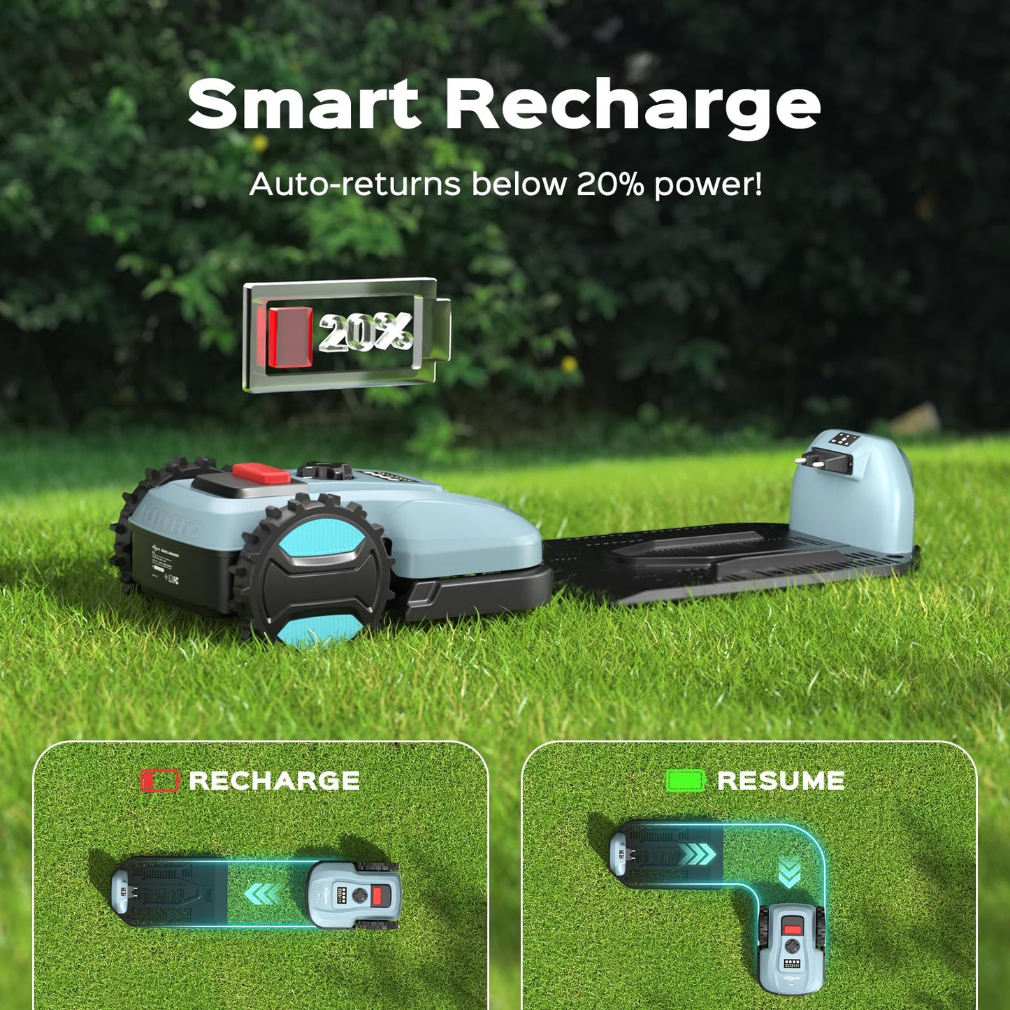 2026 New Robot Lawn Mower with App Control – Features Adjustable Cutting Height, Auto-Charging, Obstacle Detection and Brushless Motor for Lawns Up to 1/8 Acre, Light Gray