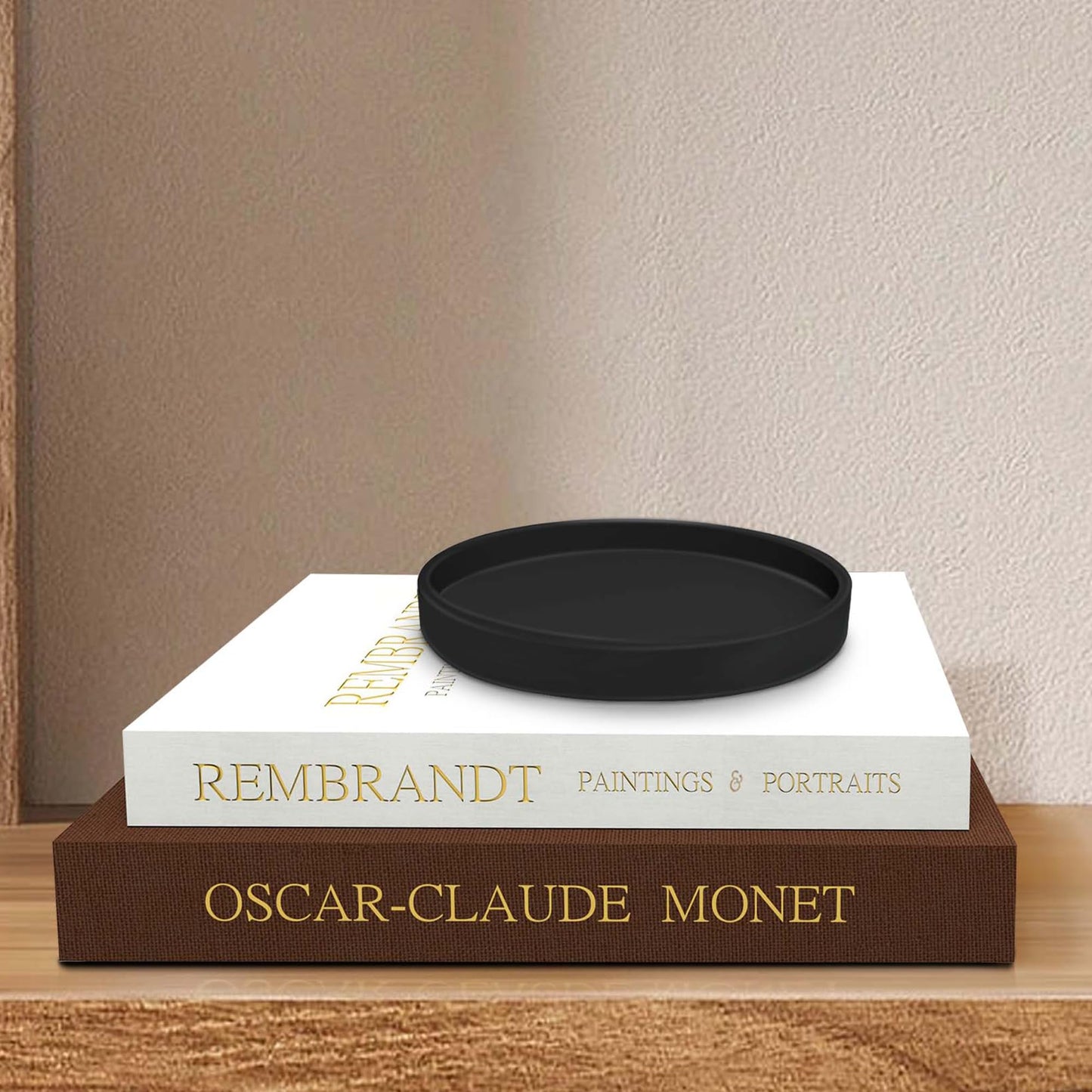 Novalunae Decorative Books for Home Decor, Set of 2 Linen Faux Book Box with Black Tray for Coffee Table & Bookshelf, Aesthetic Fake Books for Shelf & Entryway, Beautiful Modern Home Decoration Book