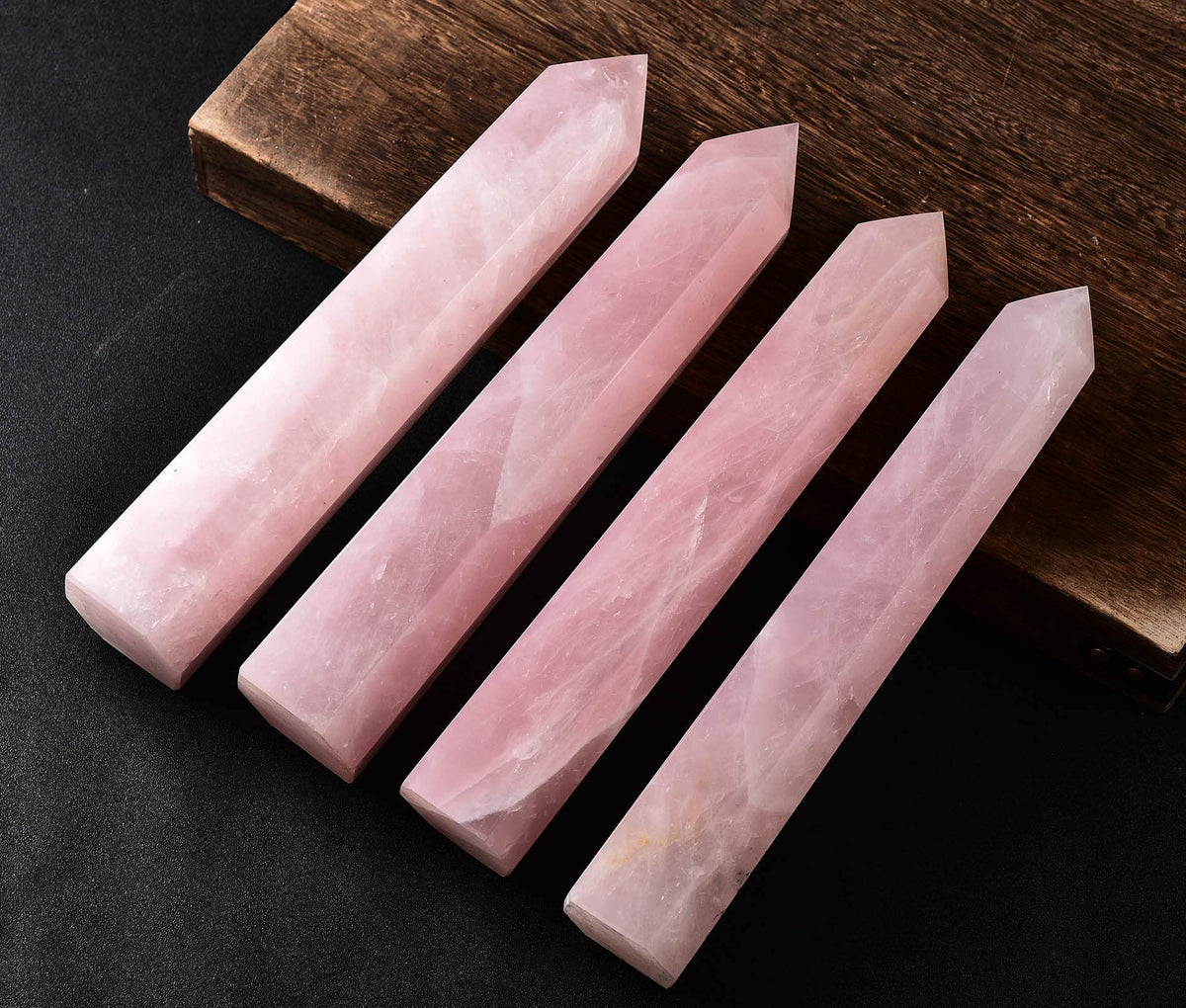 AMOYSTONE Large Healing Crystal Obelisk Tower Rose Quartz Point Wand Crystal Decor Reiki Gifts for Bignners 2.6-3.0 LBS