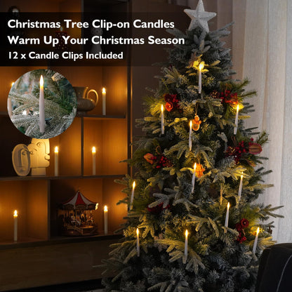 Rhytsing 12 Pcs Flameless LED Floating Candles 6 inches with Magic Wand Remote for Halloween Party, Battery Operated Hanging Taper Candles with Fishing Line, Christmas Tree Clip On Candles with Timer
