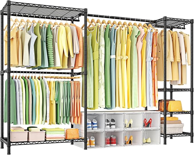 Ulif E10 Clothes Rack（With Stretchable Hanger Rod）Freestanding Clothing Racks