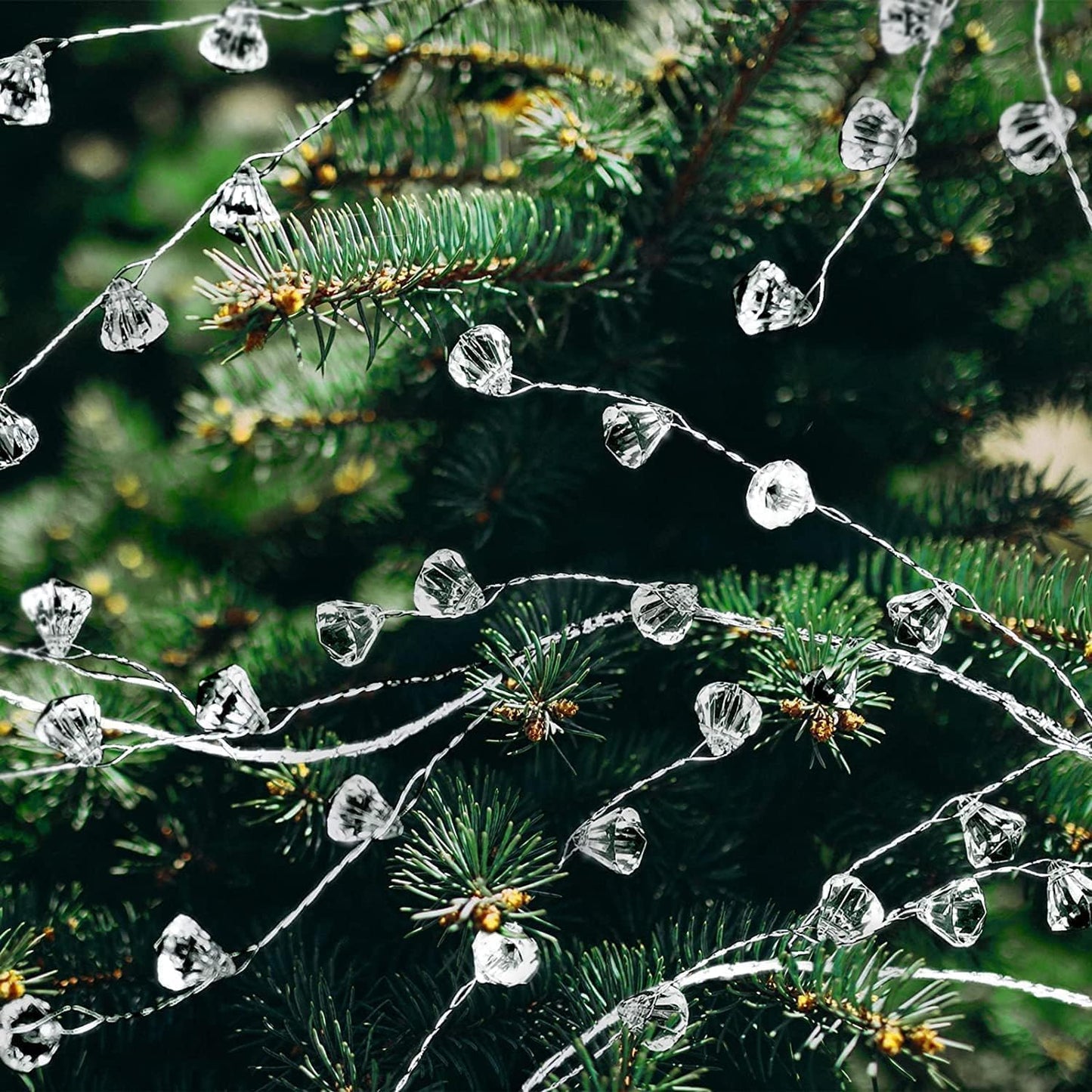 Cheerland Crystal Garland Strands Clear Ice Wire Winter Wonderland Party Decorations Christmas Diamond Crystal Garland Hanging Christmas Tree Decoration Living Room Bedroom Mantel Wreath Decor