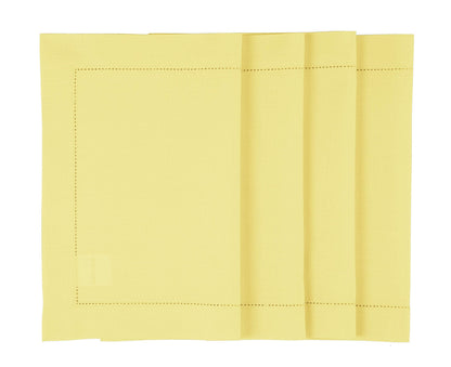 Solino Home Yellow Placemats Set of 4 - Cotton Linen Hemstitch Placemats 14 x 19 Inch for Spring, Summer, Mothers Day