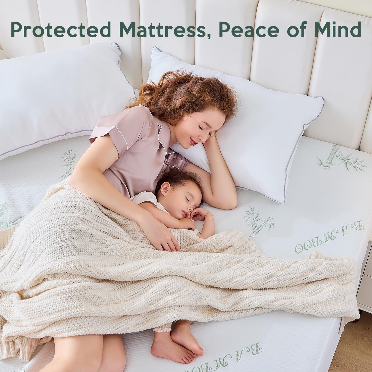 MUXHOMO Premium 100% Waterproof Queen Size Mattress Protector, Breathable Mattress Cover Queen Size Bed, Cooling 3D Air Fabric Bed Pad Cover, Deep Pocket 8"-21"