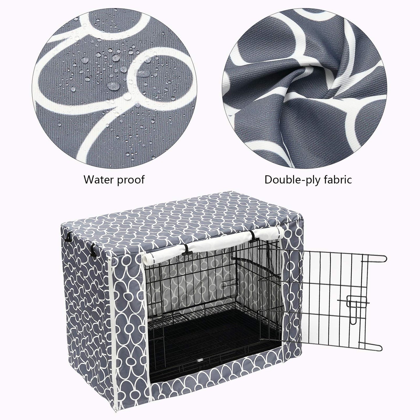 Dog Crate Cover Durable Polyester Pet Kennel Cover Universal Fit for Wire Dog Crate - Fits Most inch Dog Crates - Cover only-Gray-30