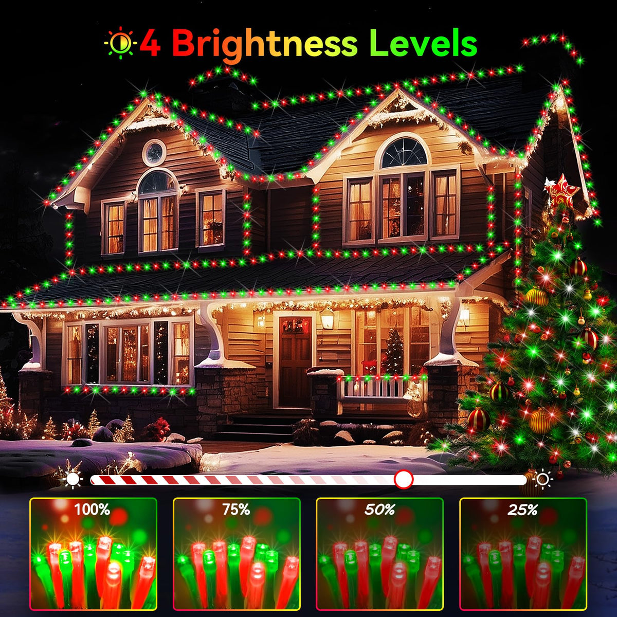 Hezbjiti 1000 LED 403 FT Christmas String Lights Outdoor, 8 Lighting Modes IP44 Waterproof Fairy Lights with Timer and Dimmable Function for Home Party Tree Decorations (Red+Green, Clear Wire)