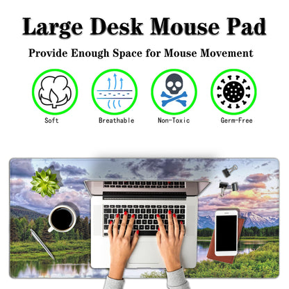 Samgula Gaming Mouse Pad Green Computer Pad, Large Mousepads Desktop Mats, Mouse Pad Big Waterproof Non-Slip Rubber Base, 35.4 X 15.7 inch for Work/Game/Office Oxbow Bend Grand Teton National Park
