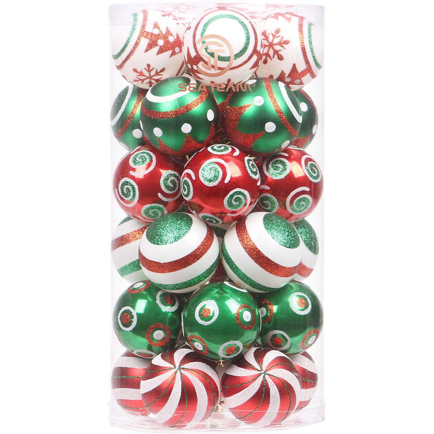 Sea Team 60mm/2.36" Set of Colorful Painted Sparkling Ornaments and Hanging Baubles for Christmas Tree - 30 Pieces