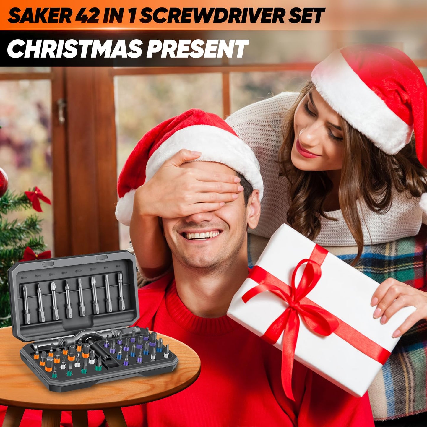 Saker 42 in 1 Magnetic Screwdriver Set, Multi Bit Free Combination Ratchet Screwdriver Set Portable Repair Tool Kit for Gifts, Furniture, Computer, Bicycle and DIY Grey