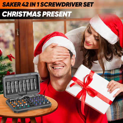 Saker 42 in 1 Magnetic Screwdriver Set, Multi Bit Free Combination Ratchet Screwdriver Set Portable Repair Tool Kit for Gifts, Furniture, Computer, Bicycle and DIY Grey
