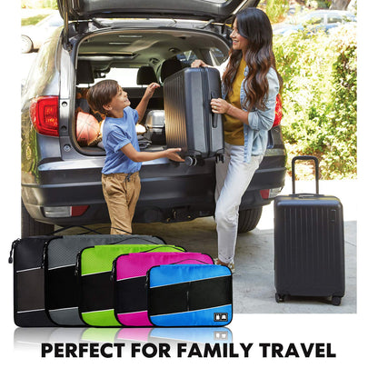 Packing Cubes Luggage Bags Organizer Durable Travel Accessories With Clothing Label, 8 Set - Rose/Blue, OneSize
