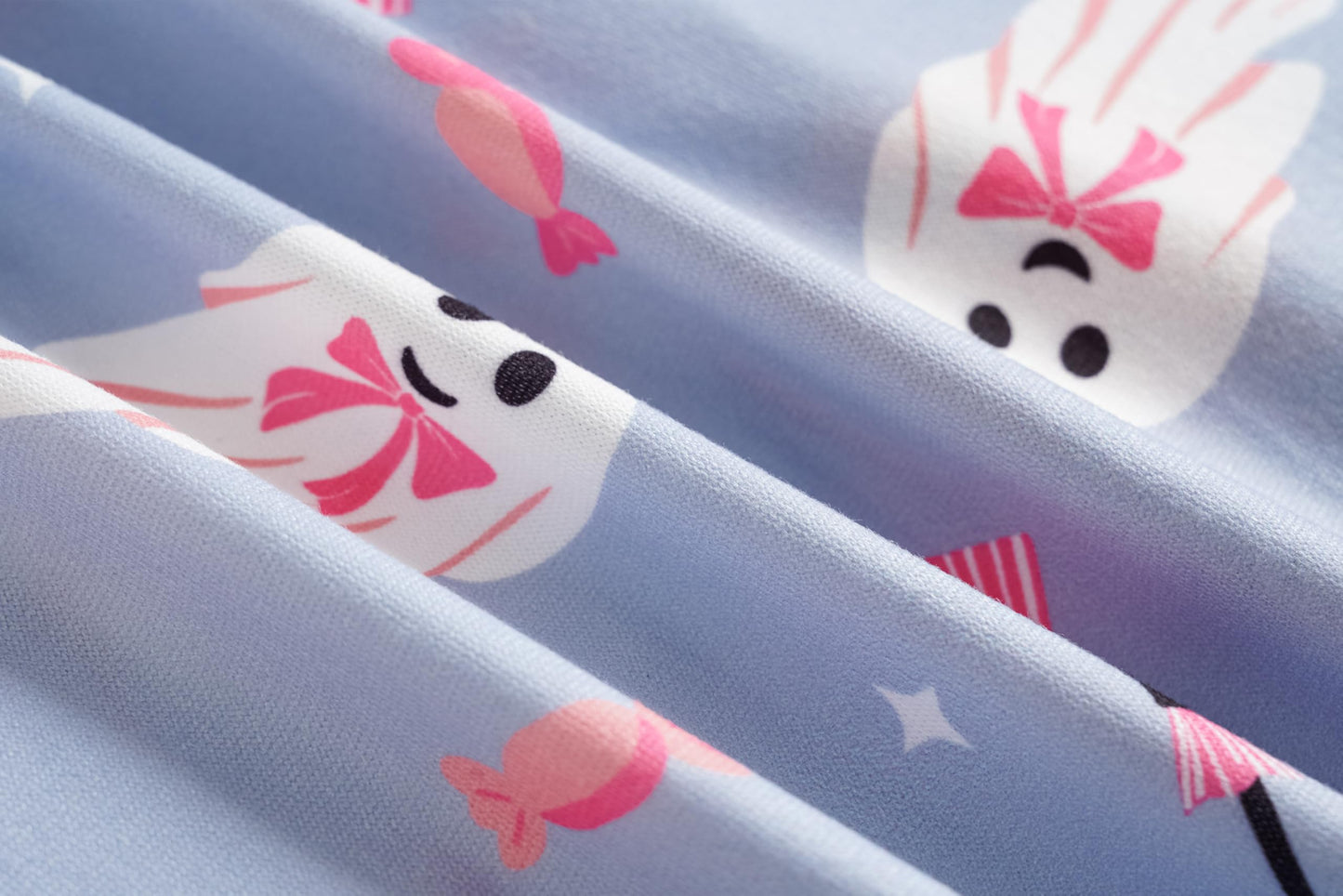Vopmocld Girls Pajama Sets 3pcs Button Down Short Sleeve Long Pants With Shorts Sleepwear Cute Patterns Nighty For Teens Cute Lounge Sets, Bowknot Ghost, 16