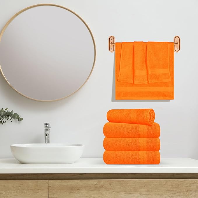 GLAMBURG Ultra Soft 6-Piece Hand Towel Set 16x28-100% Ringspun Cotton