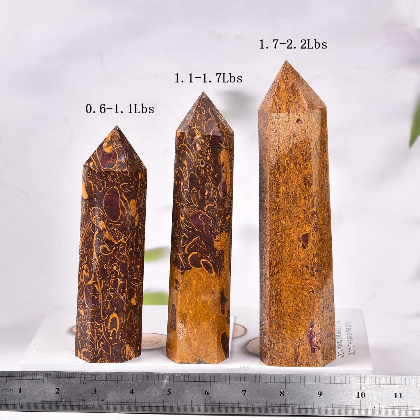 JIC Gem Nature Crystal Obelisk Towers Wand Golden Jade 6 Faceted Column Healing Crystal Wand for Home Decor Meditation Reiki Healing 1.8-2.2 LBS
