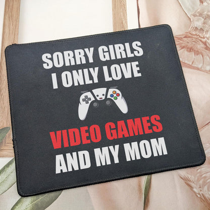 I Love Video Games and Mom Mouse Pad - Valentines Day Video Games Boys Teens - 9.5 x 7.8 Inch Mouse Mat Gaming Gamer Gifts - Funny Gifts Idea for Men