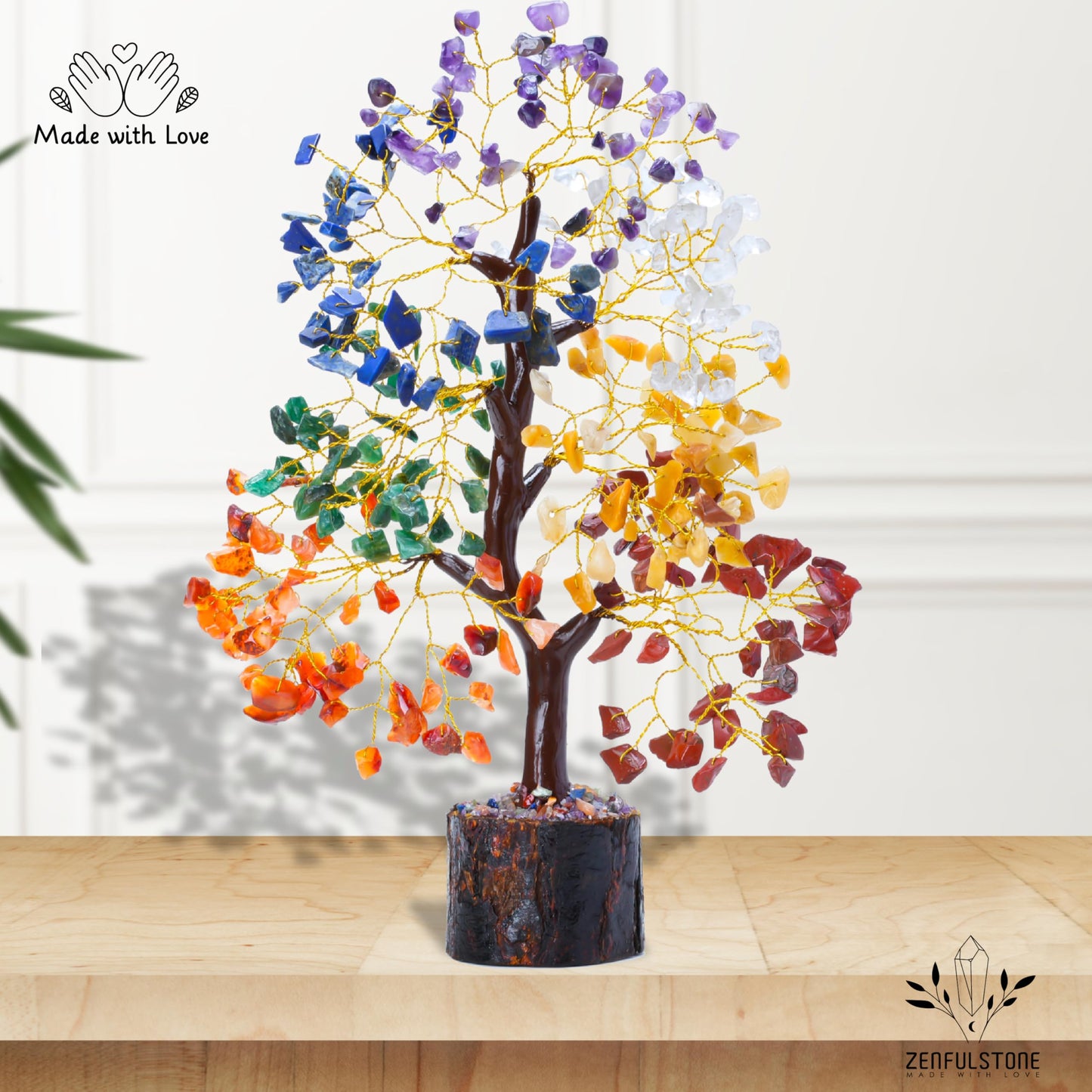 7 Chakra Tree of Life Crystal Tree for Home, Office, and Desk Decor | Handmade Bonsai Trees for Positive Energy, Healing & Money | Good Luck Gift for Thanksgiving & Christmas for Women, Mom & Dad