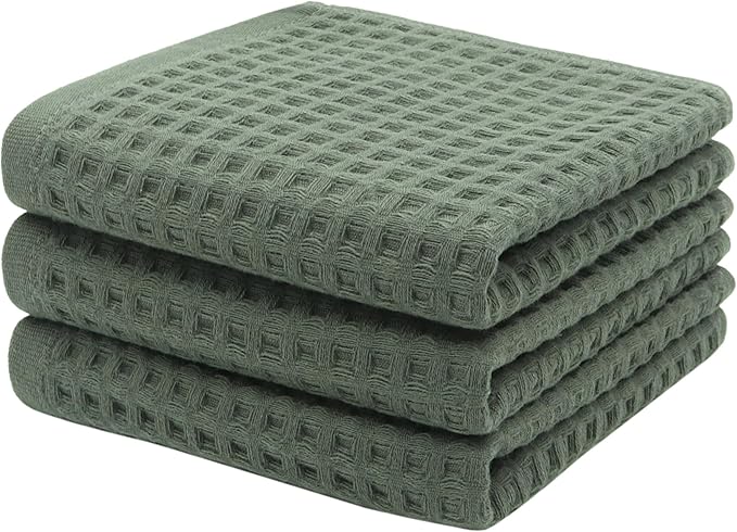 Mia's Dream Premium Cotton Waffle Bathroom Towel Set, 3 Pack Quick Drying