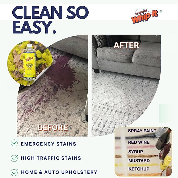 Whip-It Stain Remover and Concentrate Kit, 2-32oz Concentrates & 1-32 OZ Pro